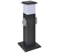 vidaXL Columna con enchufes y lámpara para jardín – Negra