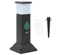 vidaXL Columna de 2 enchufes de exterior con lámpara 16x16x39,5 cm