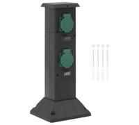 vidaXL Columna de 4 enchufes de Exterior Negro y Verde 16x16x39,5 cm