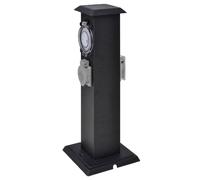 vidaXL Columna negra con enchufe y temporizador para el jardín