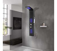 vidaXL Columna panel de ducha aluminio negro 20x44x130 cm
