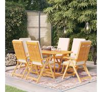 vidaXL Comedor de jardín 7 piezas con cojines madera maciza de teca