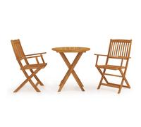 vidaXL Comedor de jardín plegable 3 piezas madera maciza de acacia