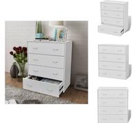 vidaXL Cómoda con 4 cajones, 60 x 30,5 x 71 cm, color blanco - Muebles aparador
