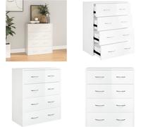 vidaXL Cómoda con 4 cajones, 60x30,5x71 cm, blanco brillante - Aparador - Aparadores - Armario - Mueble de almacenamiento