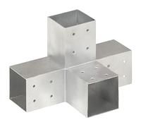 vidaXL Conector de Postes en Forma de X Jardín Patio al Aire Libre Estacas Exterior Valla Cerca Separador Metal Galvanizados 81x81mm