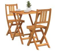 vidaXL Conjunto Bistro 3 pcs Aceite Natural Madera de Acacia Sólida, Muebles Modernos para jardín y terraza, Conjunto Compacto de Mesa y sillas para relajarte al Aire Libre