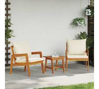 vidaXL Conjunto bistro con cojín 3 pcs Marrón Madera de Acacia Sólida
