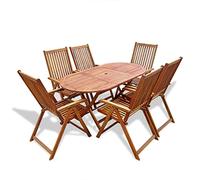 vidaXL Conjunto Comedor de Jardín con Mesa Plegable 7 Piezas Madera de Acacia