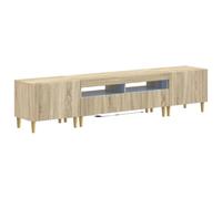 vidaXL Estante LED para TV, juego de 3 piezas, modelo ARNHEM, color roble Sonoma