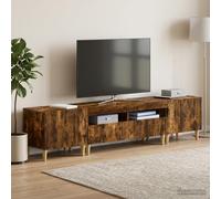 vidaXL Estante LED para TV, juego de 3 piezas, ARNHEM, material de madera con acabado en roble ahumado