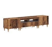 vidaXL Conjunto de 3 Muebles para TV con LED Madera Envejecida