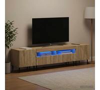 vidaXL Estante de TV LED de 3 piezas, acabado Sonoma, madera contrachapada