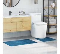 vidaXL Conjunto de alfombra de baño antideslizante 2 uds. Azul PP