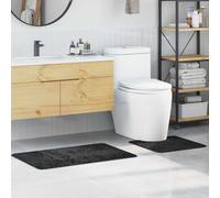 vidaXL Conjunto de alfombra de baño antideslizante 2 uds. Gris oscuro