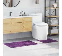 vidaXL Conjunto de Alfombra de baño Antideslizante 2 pcs Morado PP, Alfombra Antideslizante para Baño, Tapete Resistente, Absorbente de Agua, Lavable a Máquina y Suave
