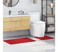 vidaXL Conjunto de alfombra de baño antideslizante 2 uds. Rojo PP