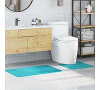 vidaXL Conjunto de alfombra de baño antideslizante 2 uds. Tuquesa PP