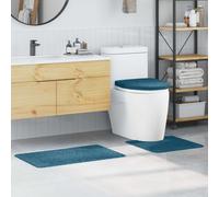 vidaXL Conjunto de alfombra de baño antideslizante 3 uds. Azul PP
