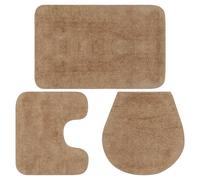 vidaXL Conjunto de alfombrillas de baño de tela 3 piezas beige