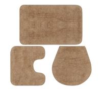 Vidaxl conjunto de alfombrillas de baño de tela 3 piezas beige