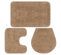 vidaXL Conjunto de Alfombrillas de Baño de Tela 3 Piezas Beige Decoración Casa