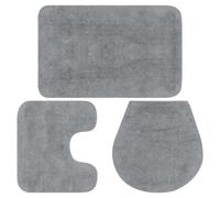 vidaXL Conjunto de alfombrillas de baño de tela 3 piezas gris