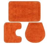vidaXL Conjunto de alfombrillas de baño de tela 3 piezas naranja