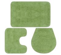 vidaXL Conjunto de alfombrillas de baño de tela 3 piezas verde