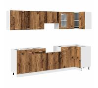 vidaXL Conjunto de armarios de cocina Lyon – 11 piezas, madera de ingeniería, madera vieja