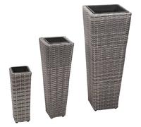 vidaXL Conjunto de arriates 3 piezas ratán sintético gris