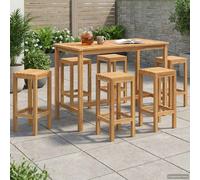 vidaXL Conjunto de Bar al Aire Libre 7 uds. Natural