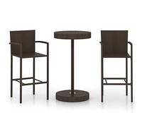 vidaXL Conjunto de Bar para Jardín 3 Piezas Mesa Silla Asiento Patio Terraza Balcón Barra Bistró Muebles Mobiliario Ratán Sintético Marrón