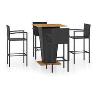 vidaXL Conjunto de Bar para Jardín 5 Piezas Mesa Silla Asiento Taburete Cafetería Patio Terraza Balcón Barra Bistró Muebles Mobiliario Negro