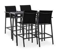 vidaXL Conjunto de bar para jardín 5 piezas negro