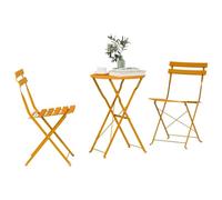 vidaXL Conjunto de Bistro Plegable 3 uds. Mostaza Acero | El color mostaza moderno le da un toque vibrante, Hecho de metal resistente y recubierto de polvo,