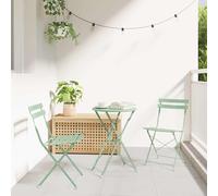 vidaXL Conjunto de Bistro Plegable 3 uds. Verde Espuma de Mar Acero