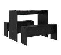 vidaXL Conjunto de Comedor 2 pcs Roble Negro Madera contrachapada, Conjunto de Comedor Moderno, Mesa Rectangular y Bancos, Madera Compacta, Muebles Que Ahorra Espacio