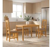 vidaXL Conjunto de comedor 4 uds. Gris Madera de Roble Sólido