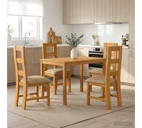 vidaXL Conjunto de comedor 5 uds. Beige Madera de Roble Sólido