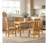 vidaXL Conjunto de comedor 5 uds. Beige Madera de Roble Sólido