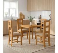 vidaXL Conjunto de comedor 5 uds. Beige Madera de Roble Sólido