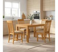 vidaXL Conjunto de comedor 5 uds. Beige Madera de Roble Sólido