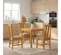 vidaXL Conjunto de comedor 5 uds. Beige Madera de Roble Sólido