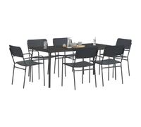 vidaXL Juego de mesa y sillas para comedor, 7 piezas, acero color antracita