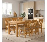 vidaXL Conjunto de comedor 7 uds. Beige Madera de Roble Sólido
