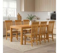 vidaXL Conjunto de comedor 7 uds. Beige Madera de Roble Sólido