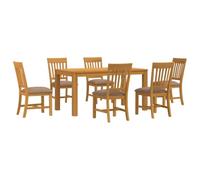 vidaXL Conjunto de Comedor 7 uds. Gris Madera de Roble Sólido