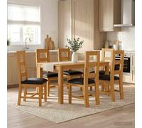 vidaXL Conjunto de comedor 7 uds. Negro Madera de Roble Sólido