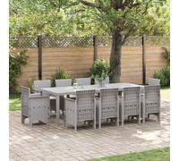 vidaXL Juego de comedor de jardín, 11 piezas, polipropileno gris claro